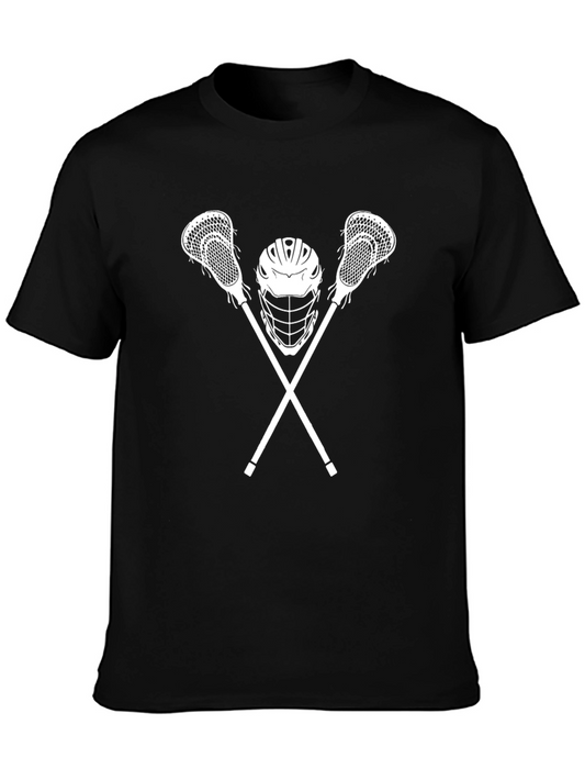 Lacrosse Sticks & Helmet Graphic Tee - Black
