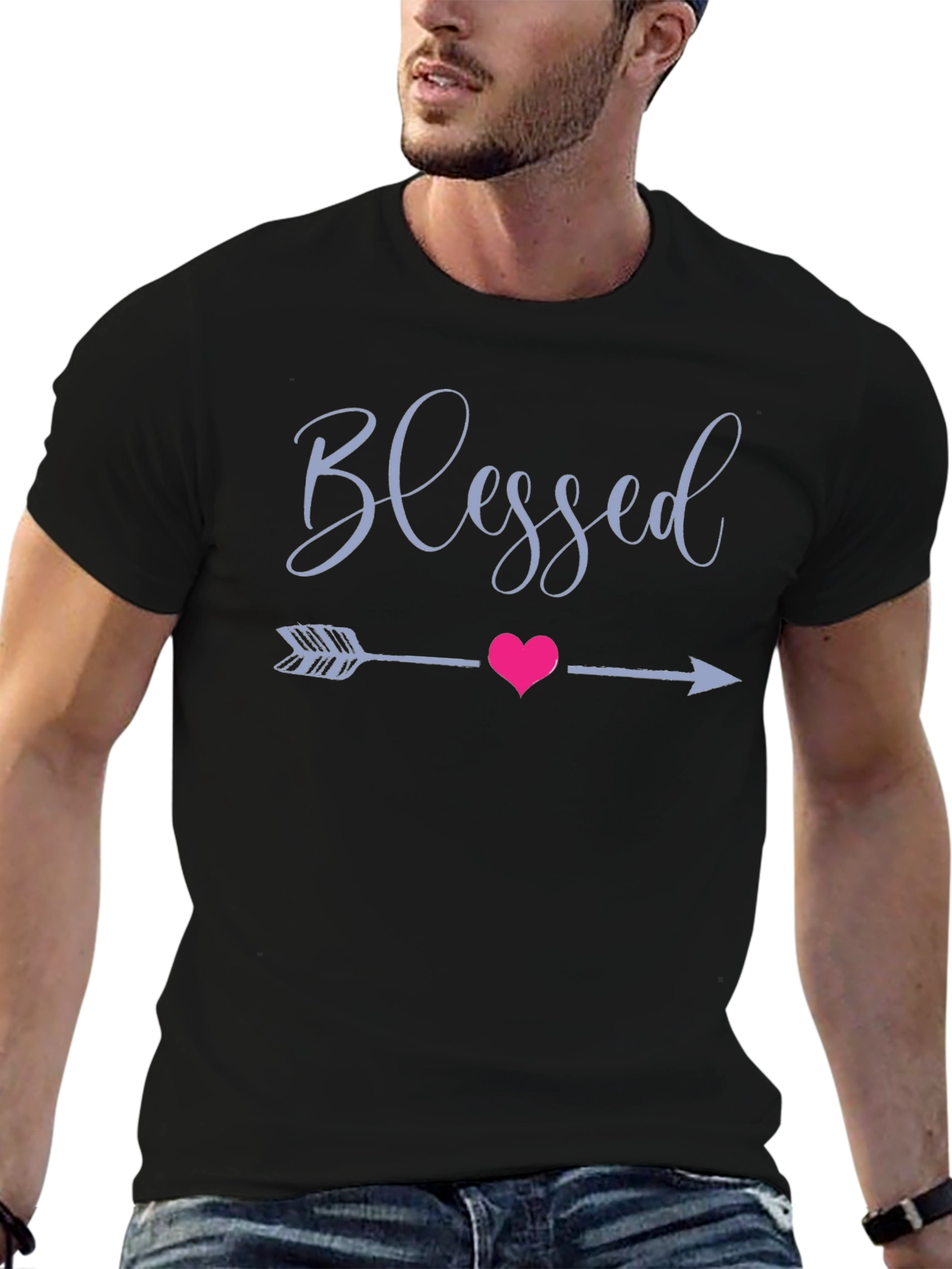 Blessed Heart Arrow Graphic Tee - Black