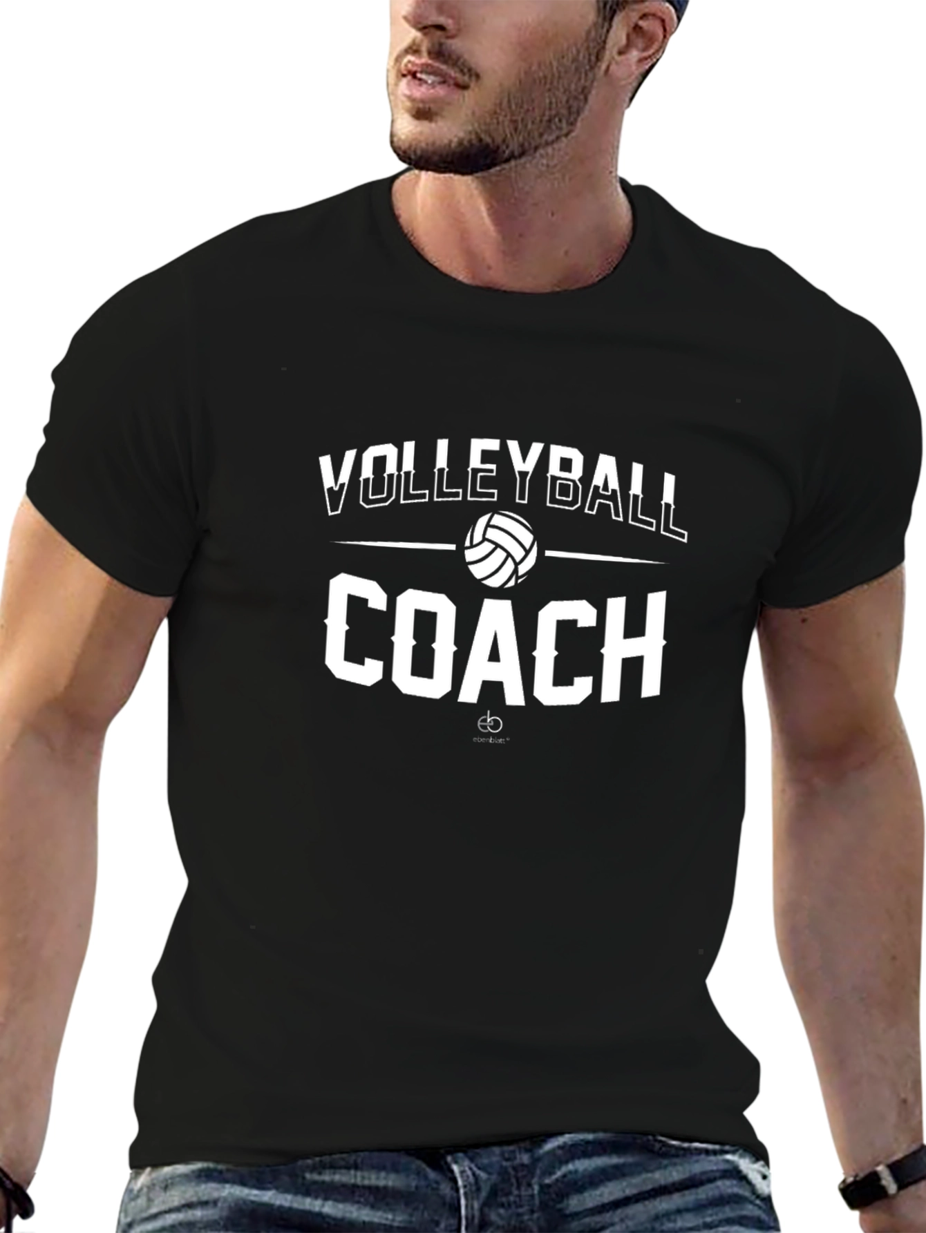 Volleyball Coach T-Shirt - Black Crew Neck Tee