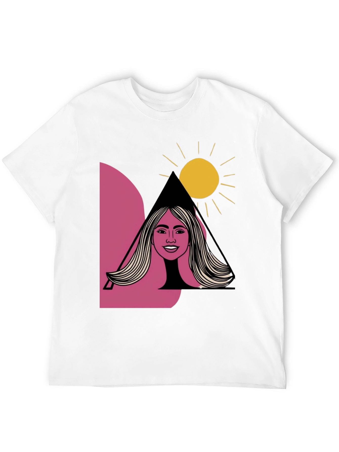 Graphic Tee: Woman & Sun Design Black T-Shirt