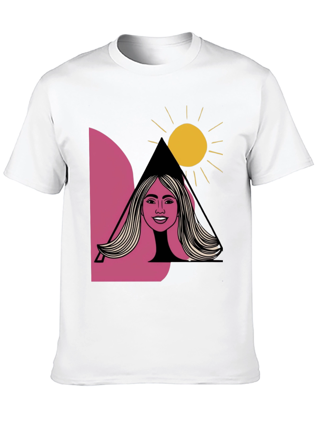 Graphic Tee: Woman & Sun Design Black T-Shirt