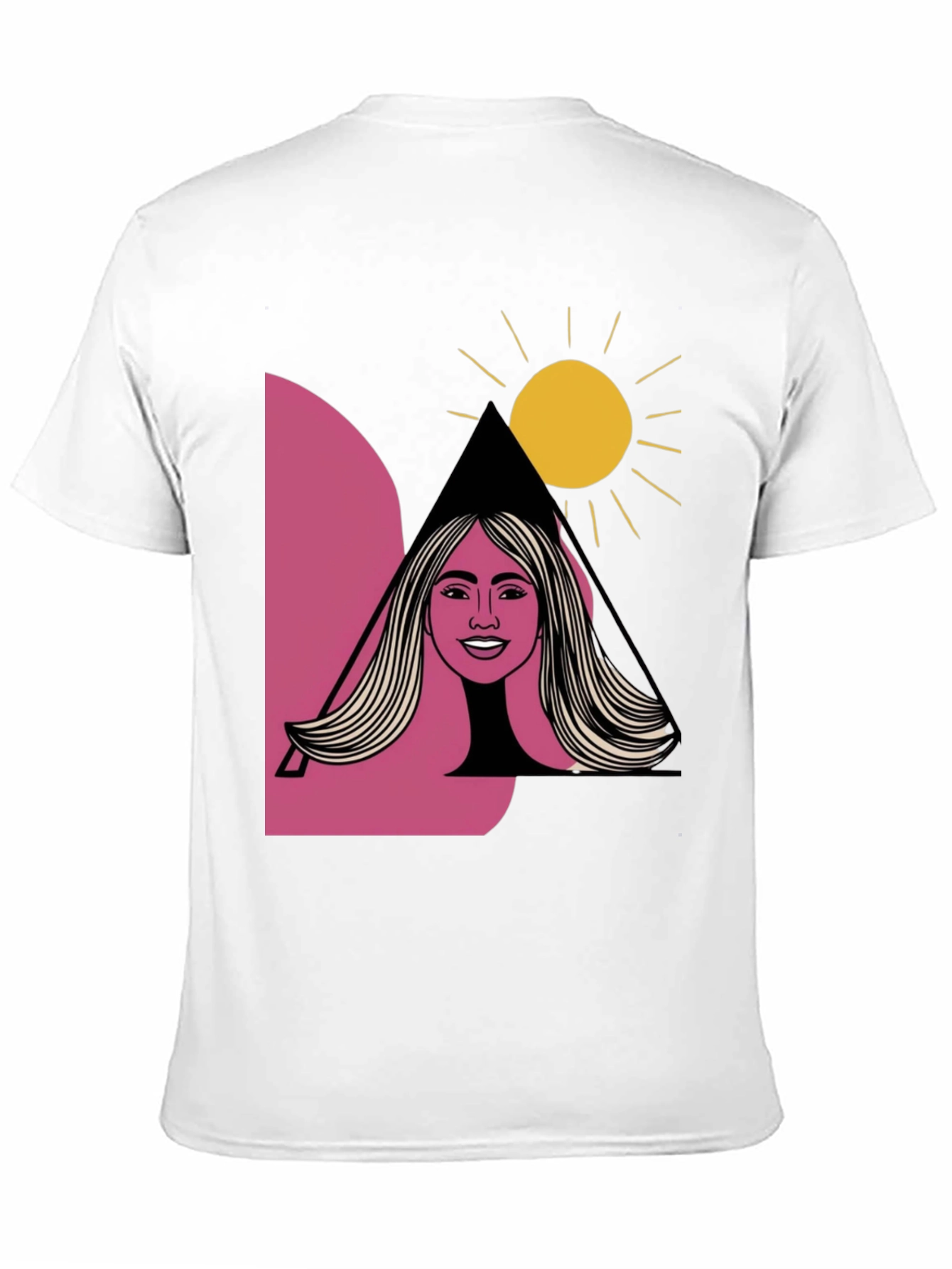 Graphic Tee: Woman & Sun Design Black T-Shirt
