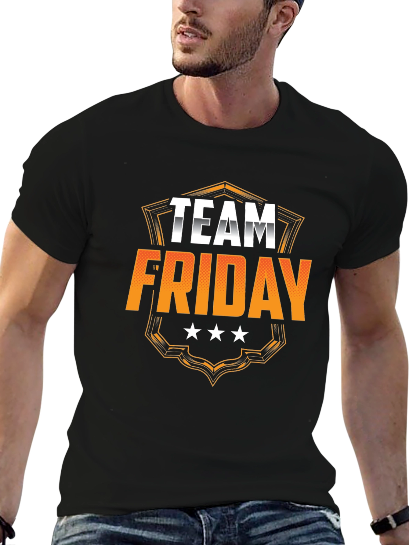 Team Friday Graphic T-Shirt - Black Cotton Crewneck