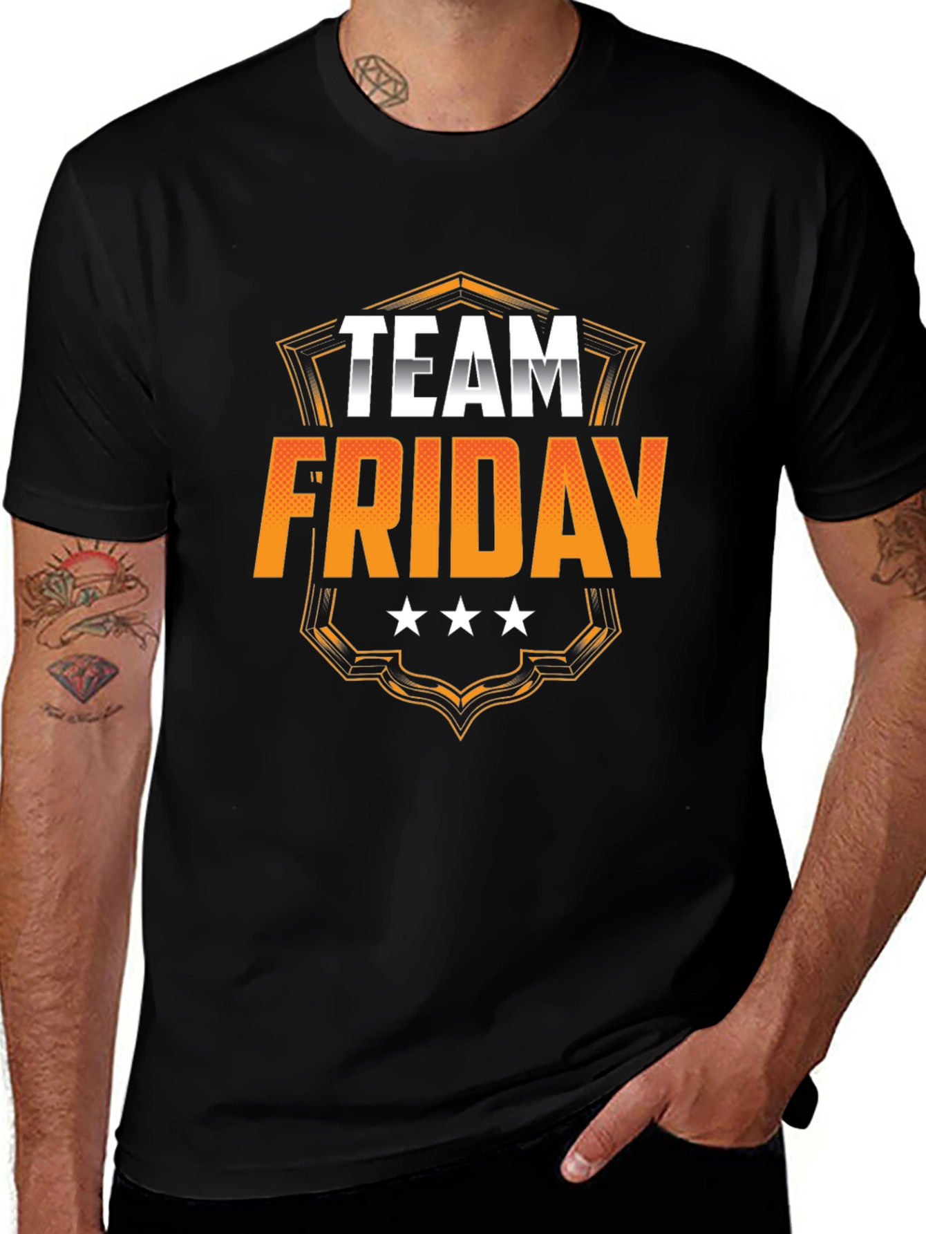 Team Friday Graphic T-Shirt - Black Cotton Crewneck
