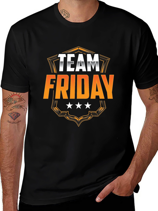 Team Friday Graphic T-Shirt - Black Cotton Crewneck