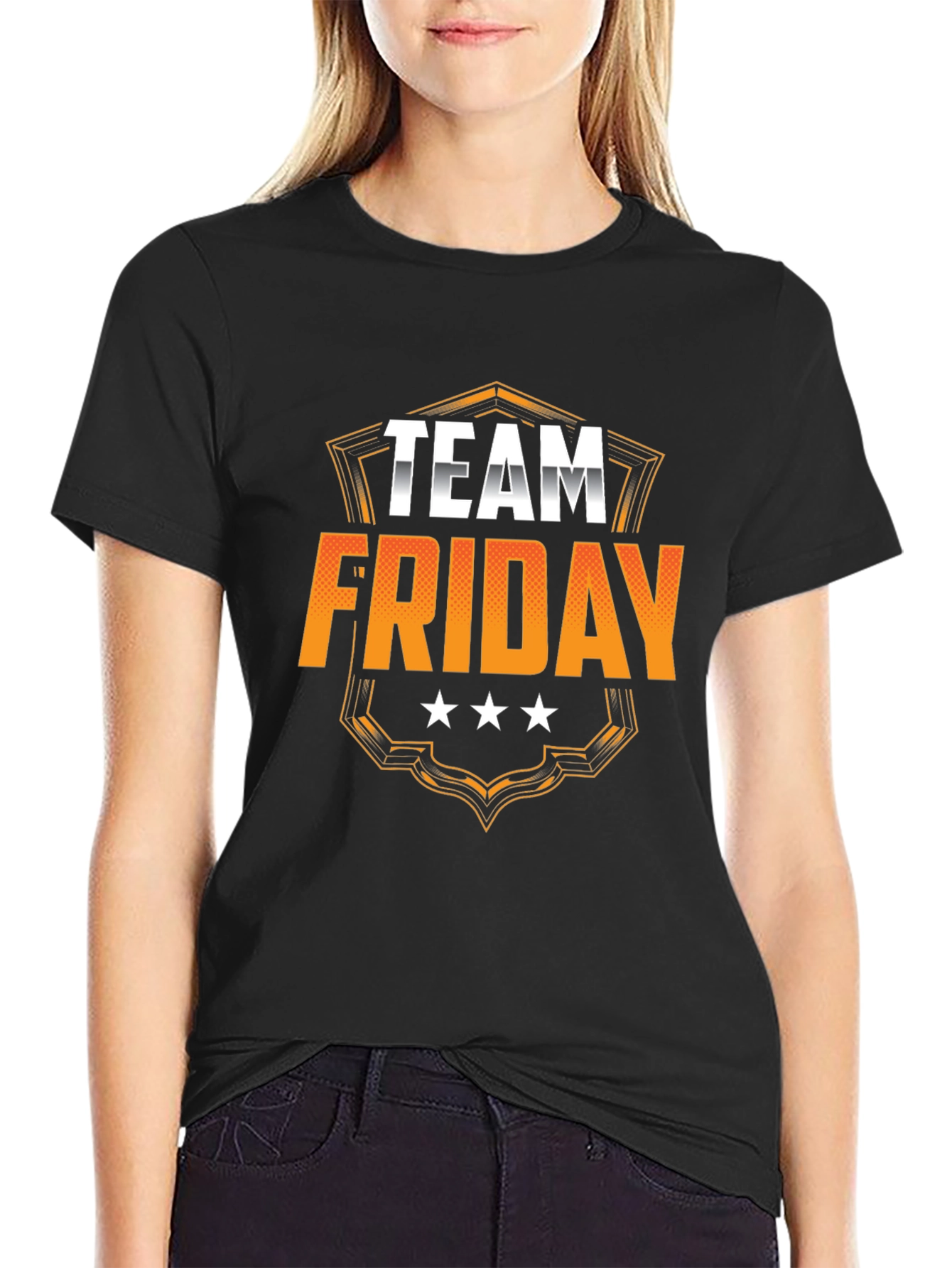 Team Friday Graphic T-Shirt - Black Cotton Crewneck