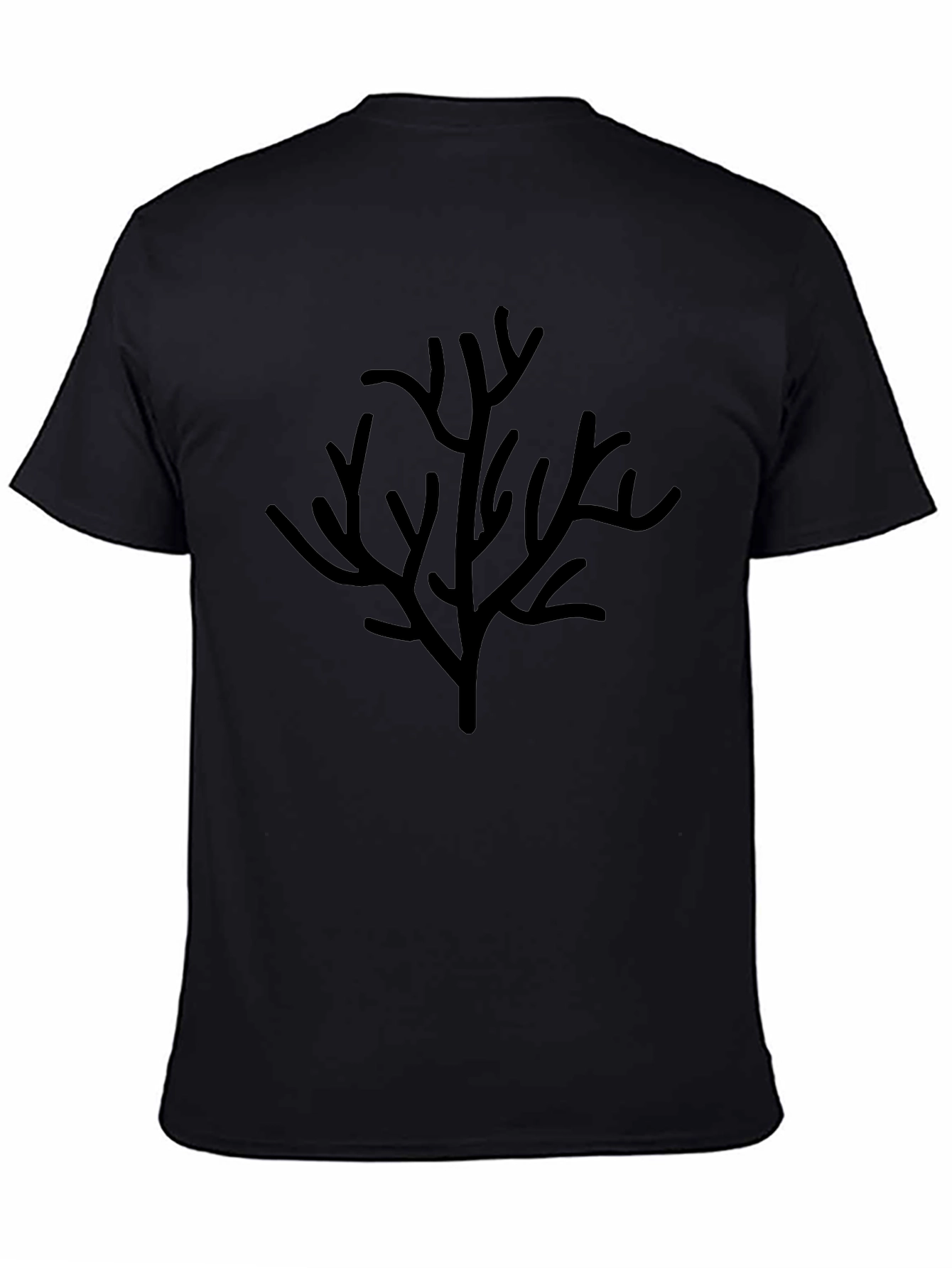 Abstract Branch Print Black T-Shirt