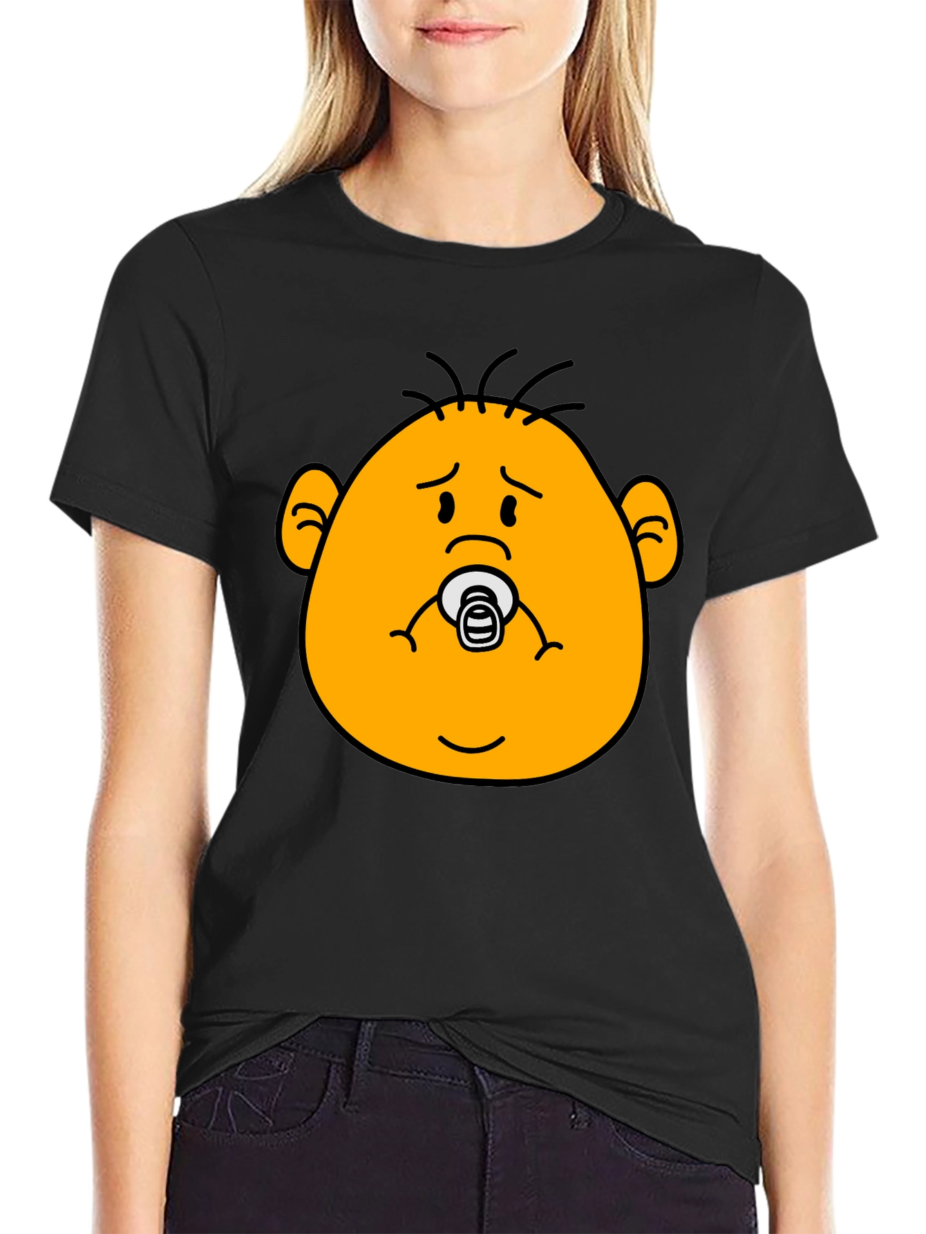 Funny Baby Face Black T-Shirt