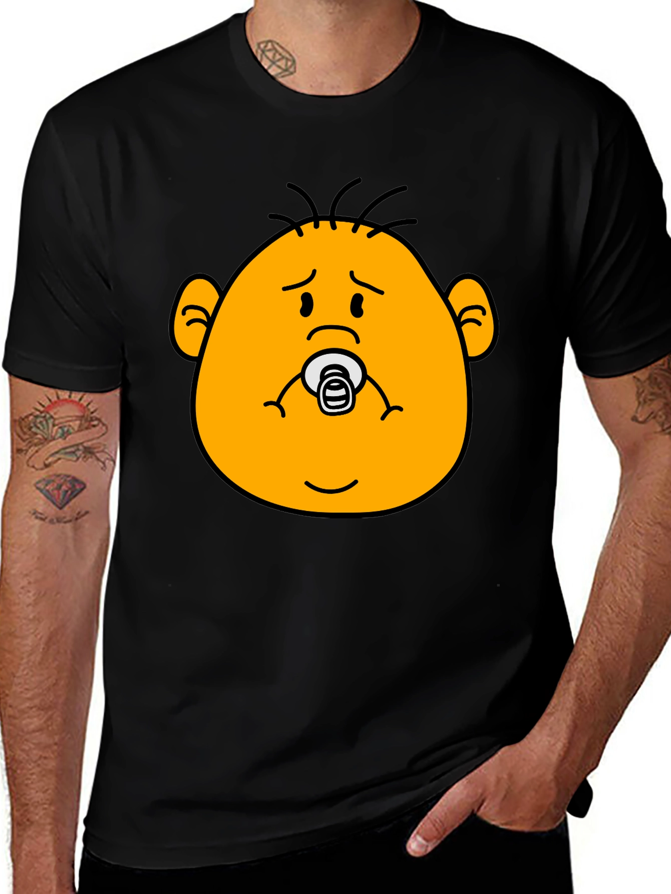 Funny Baby Face Black T-Shirt