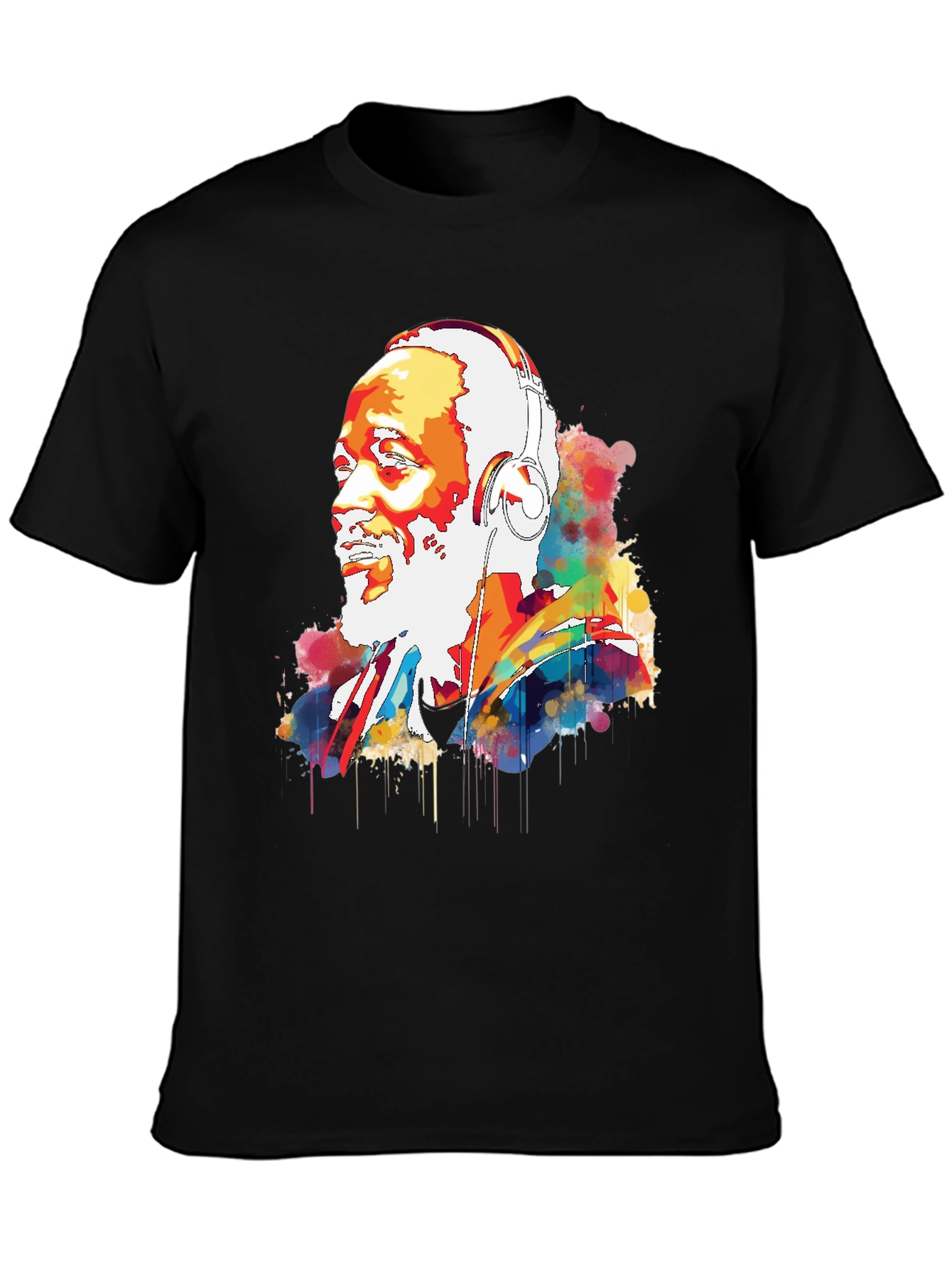 Vibrant Headphone Graphic Mens Black Tee