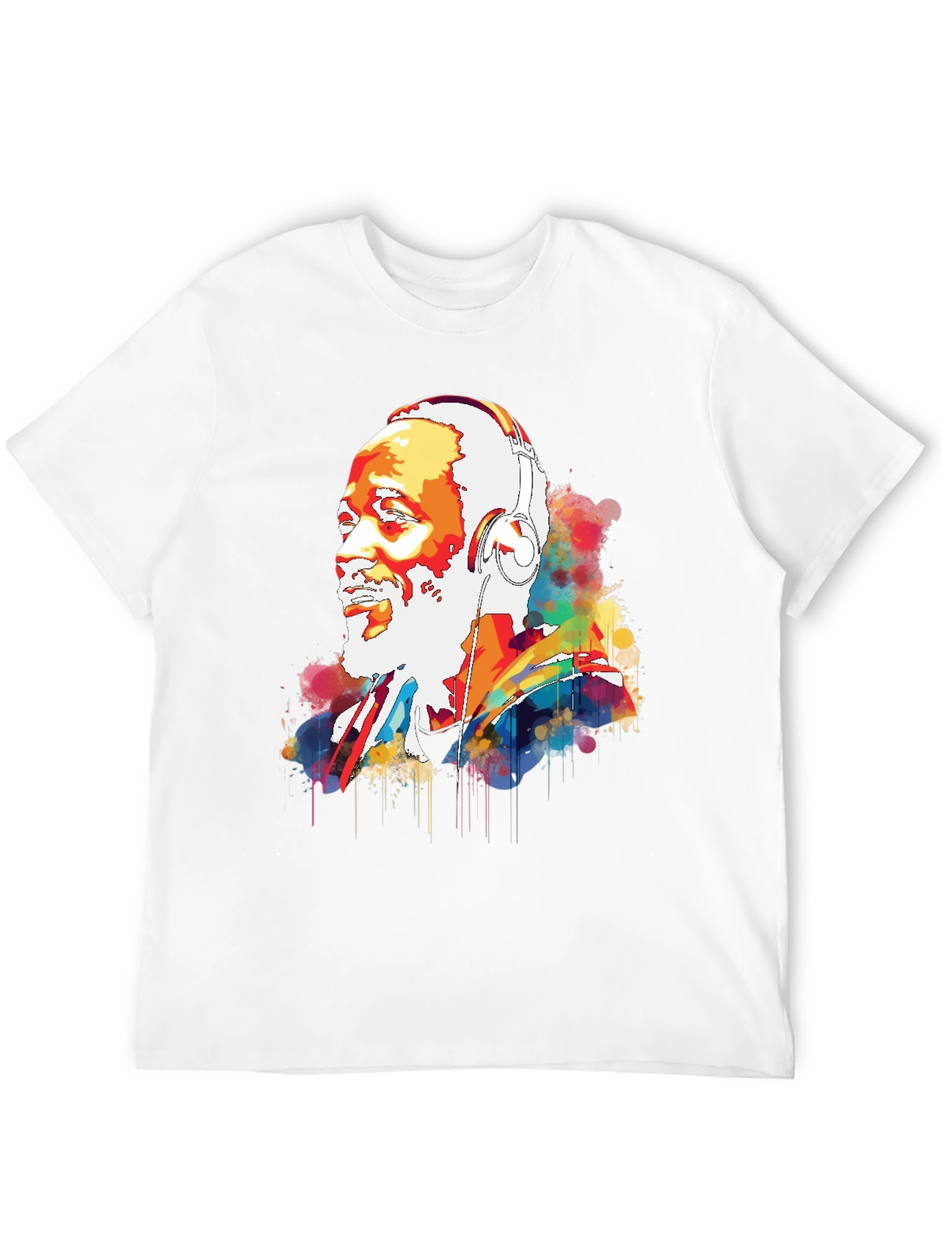 Vibrant Headphone Graphic Mens Black Tee