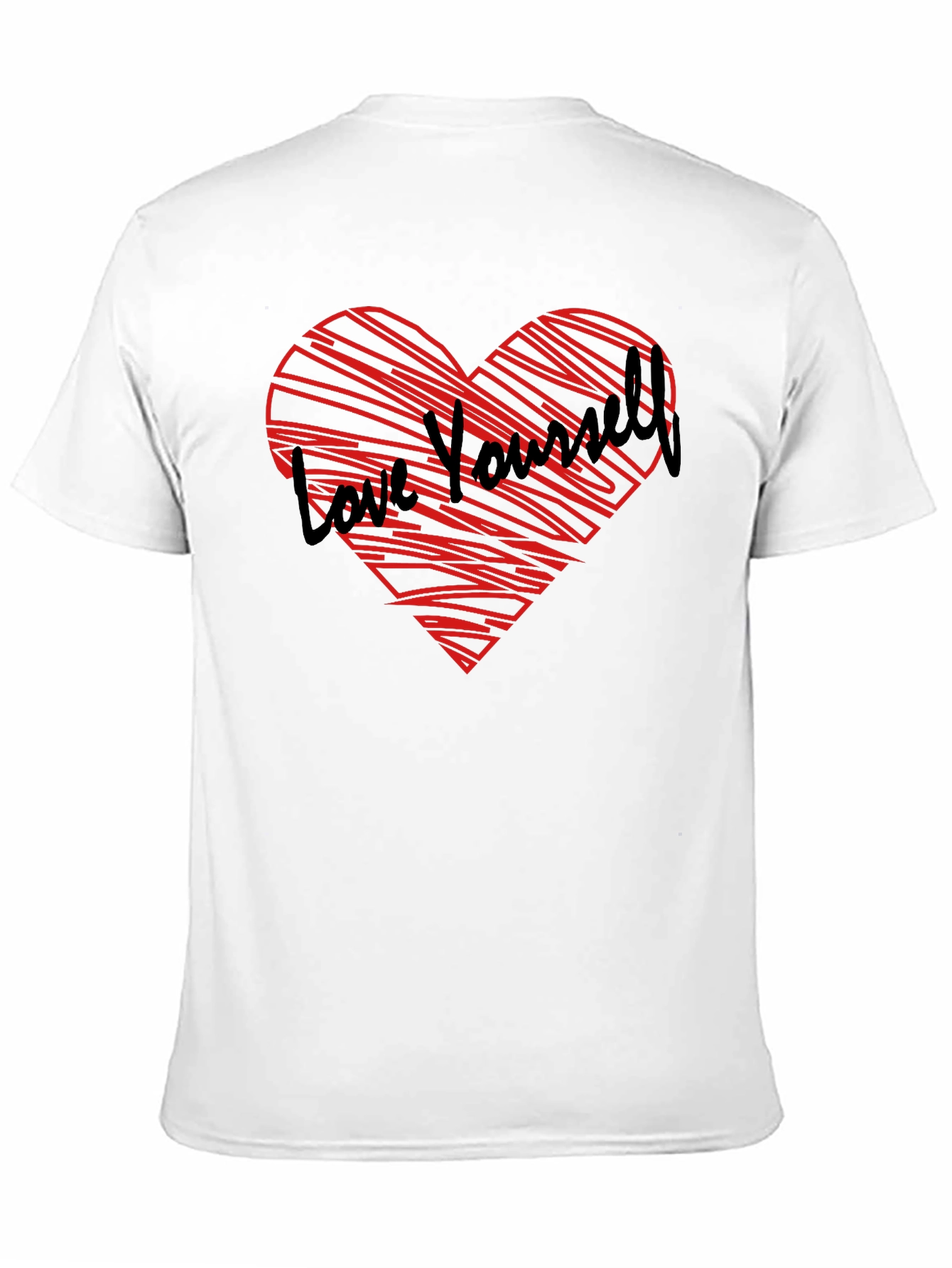 Love Yourself Heart Graphic Tee - Black Cotton Shirt