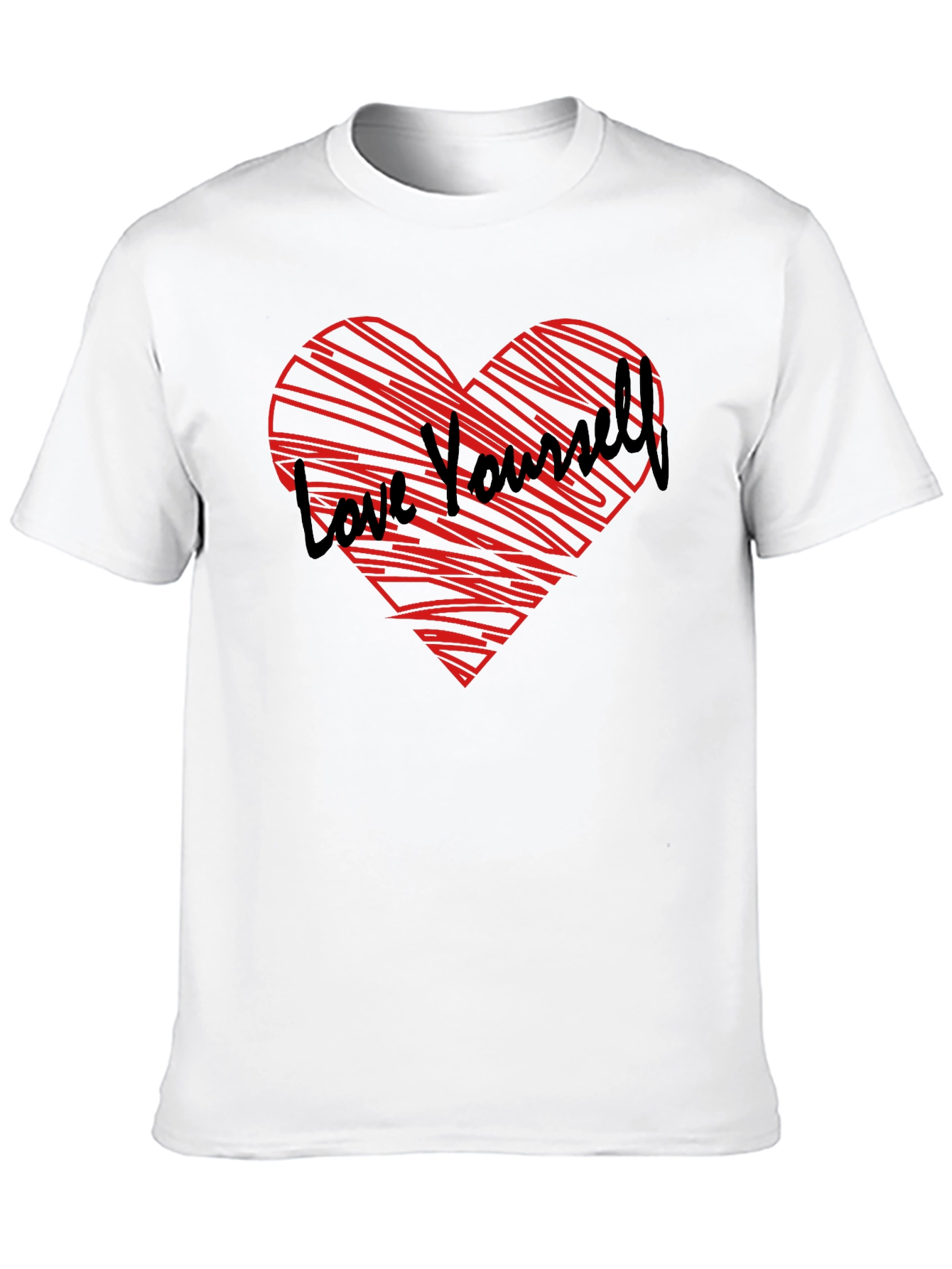 Love Yourself Heart Graphic Tee - Black Cotton Shirt