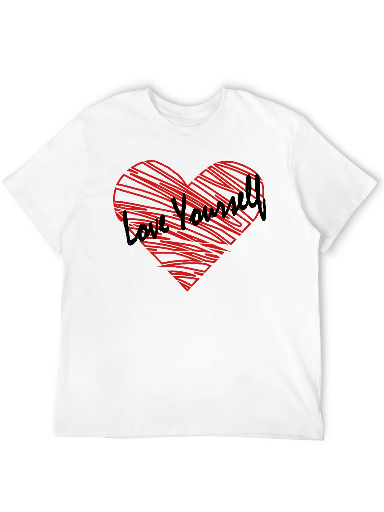 Love Yourself Heart Graphic Tee - Black Cotton Shirt