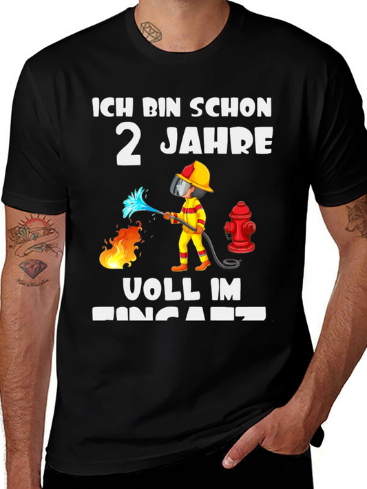 Firefighter 2nd Birthday Black T-Shirt