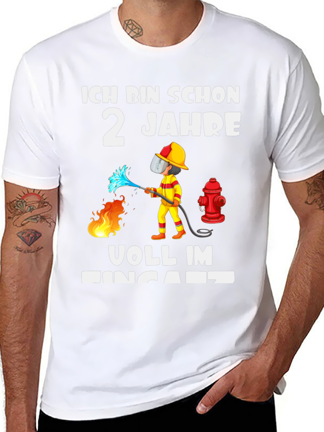 Firefighter 2nd Birthday Black T-Shirt