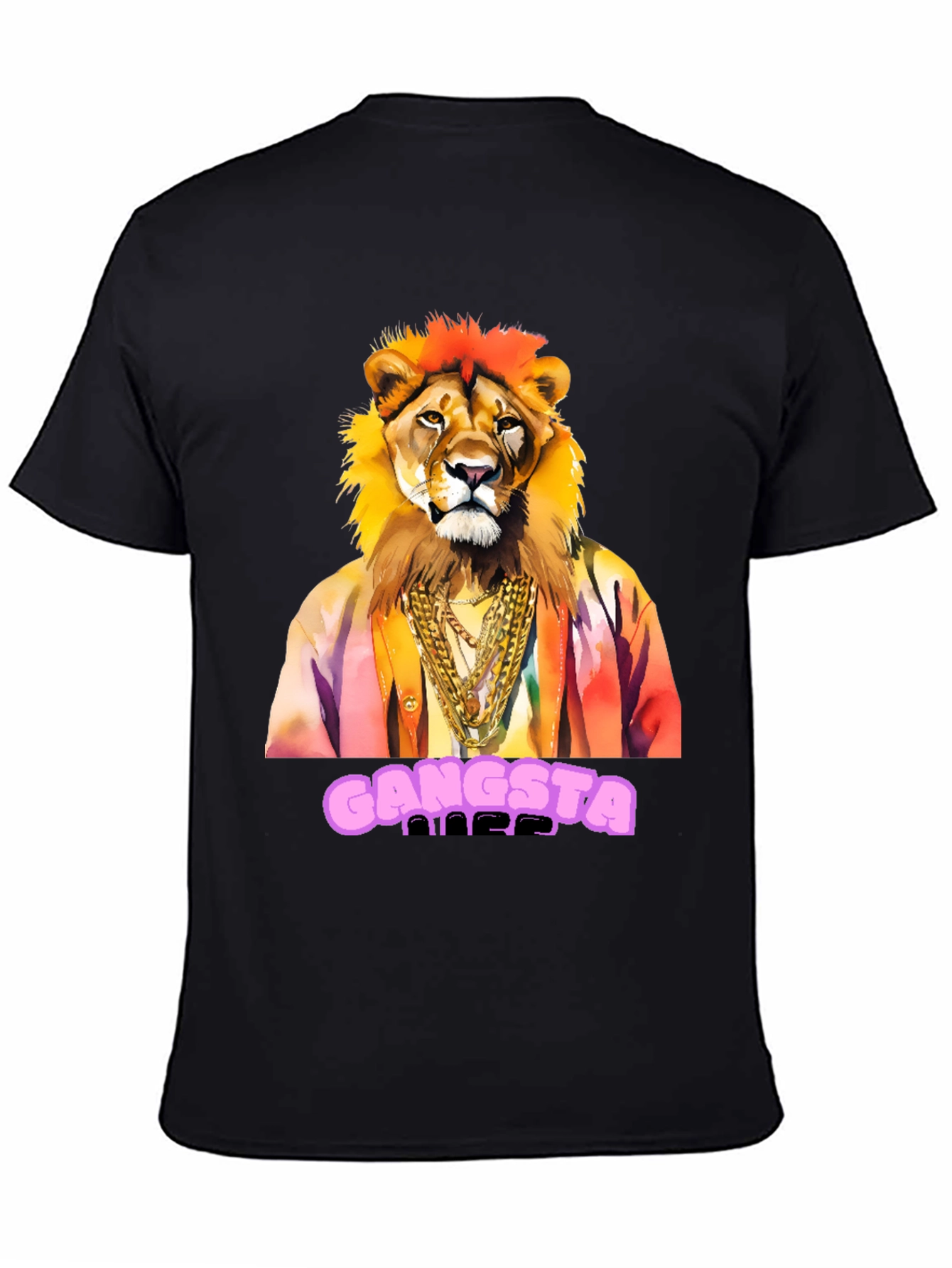 Gangsta Lion Graphic Tee - Mens Black T-Shirt