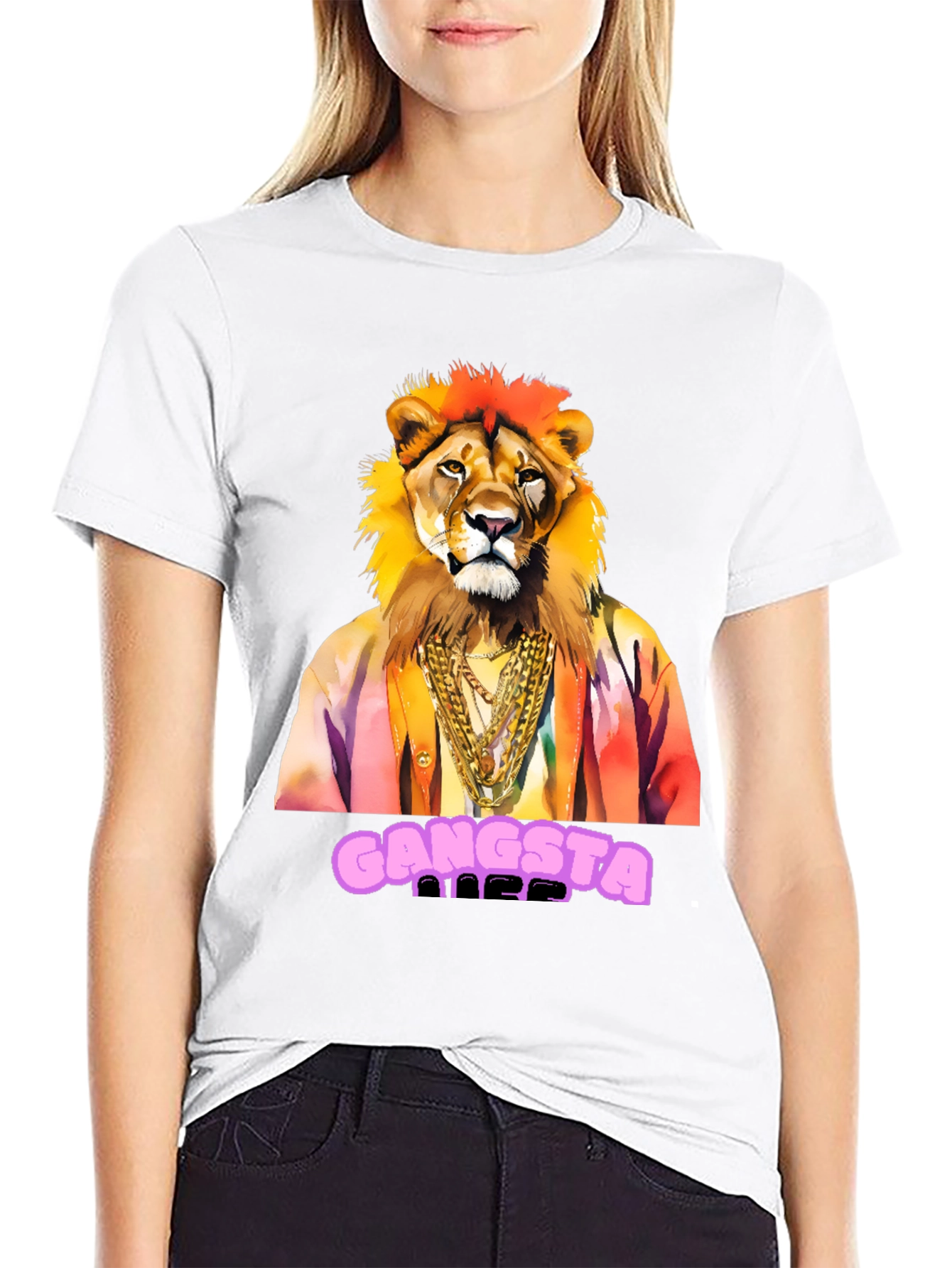 Gangsta Lion Graphic Tee - Mens Black T-Shirt