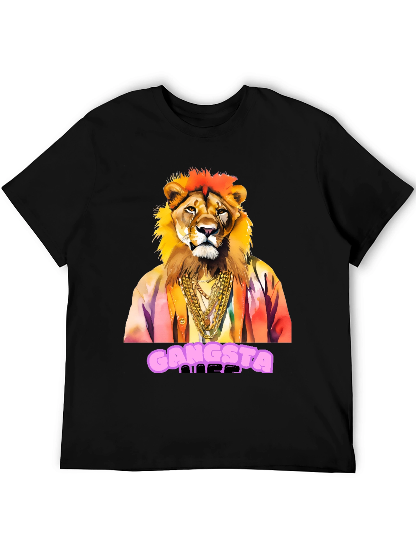 Gangsta Lion Graphic Tee - Mens Black T-Shirt