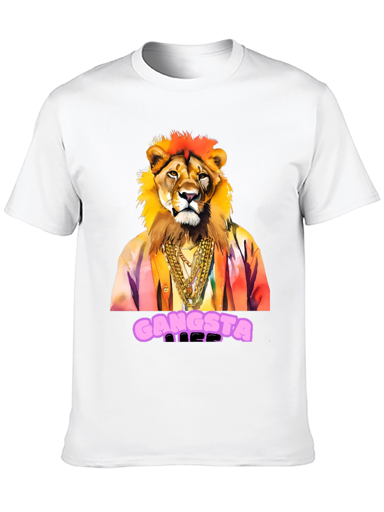 Gangsta Lion Graphic Tee - Mens Black T-Shirt