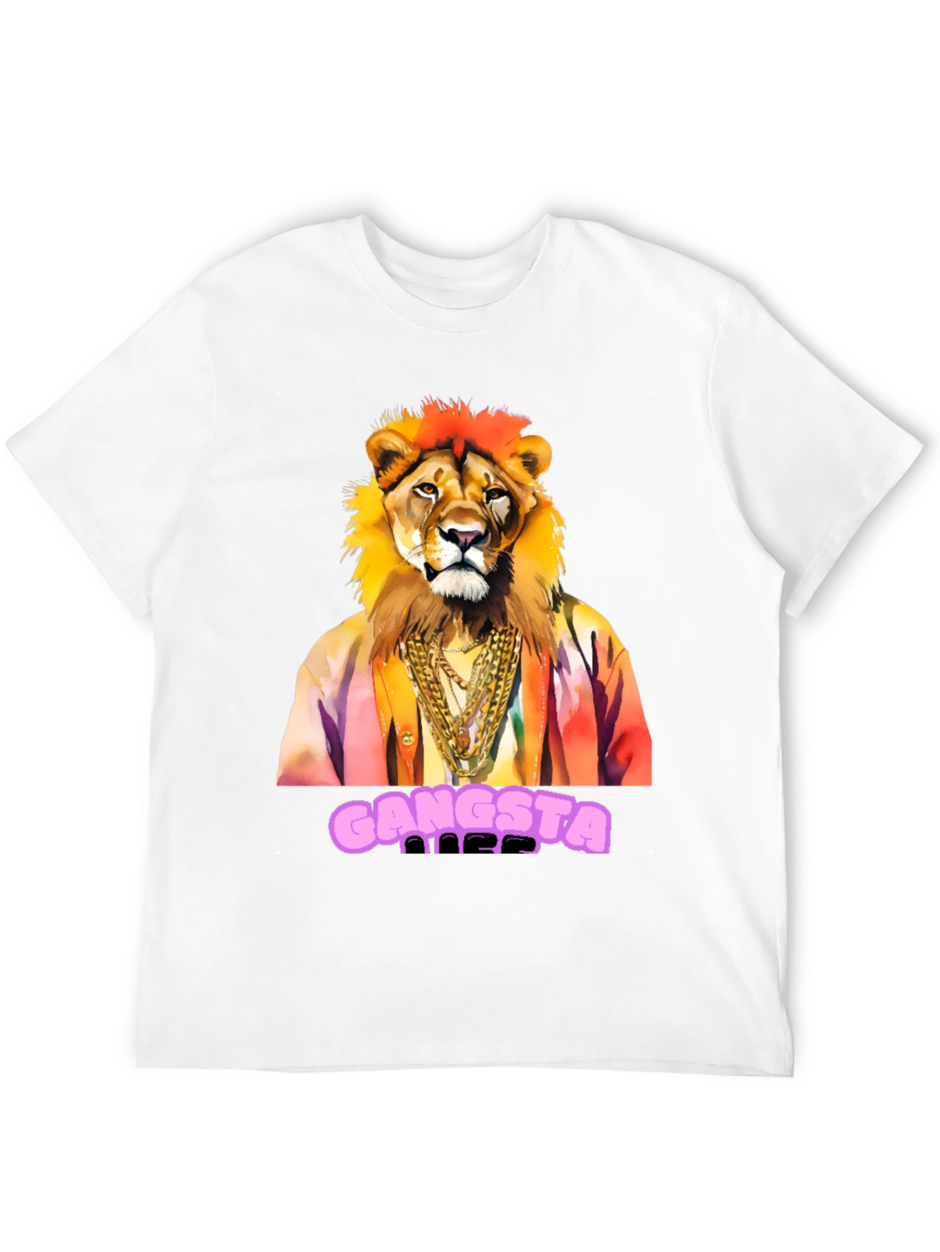 Gangsta Lion Graphic Tee - Mens Black T-Shirt
