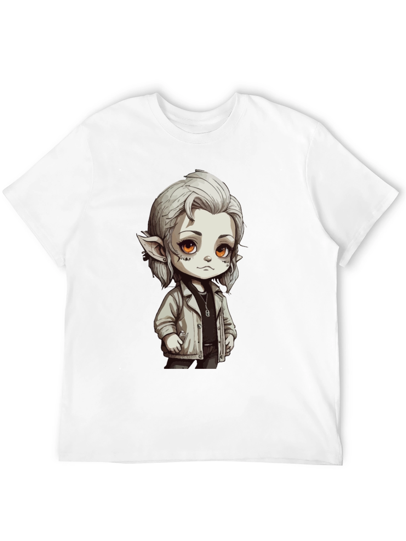 Anime Elf Graphic Black T-Shirt