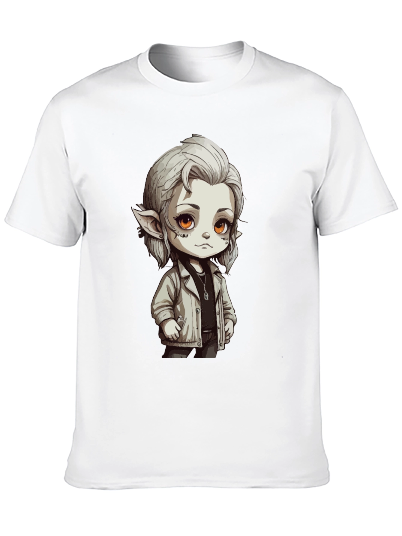 Anime Elf Graphic Black T-Shirt