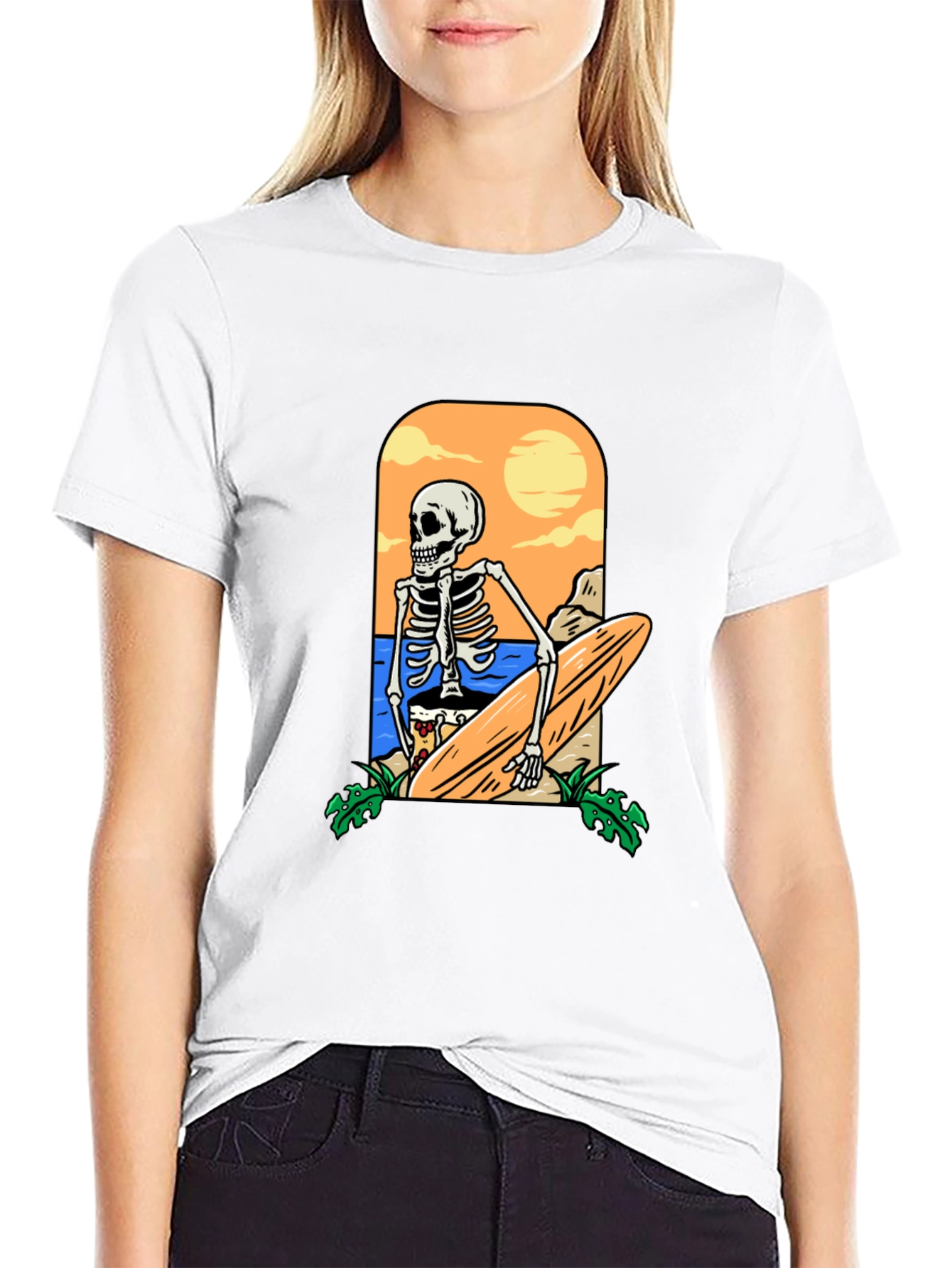 Skeleton Surfer Graphic T-Shirt