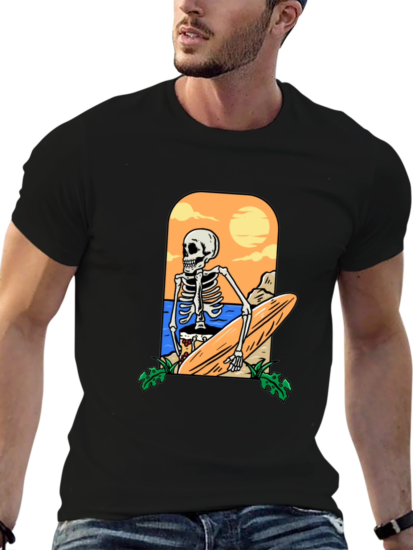 Skeleton Surfer Graphic T-Shirt