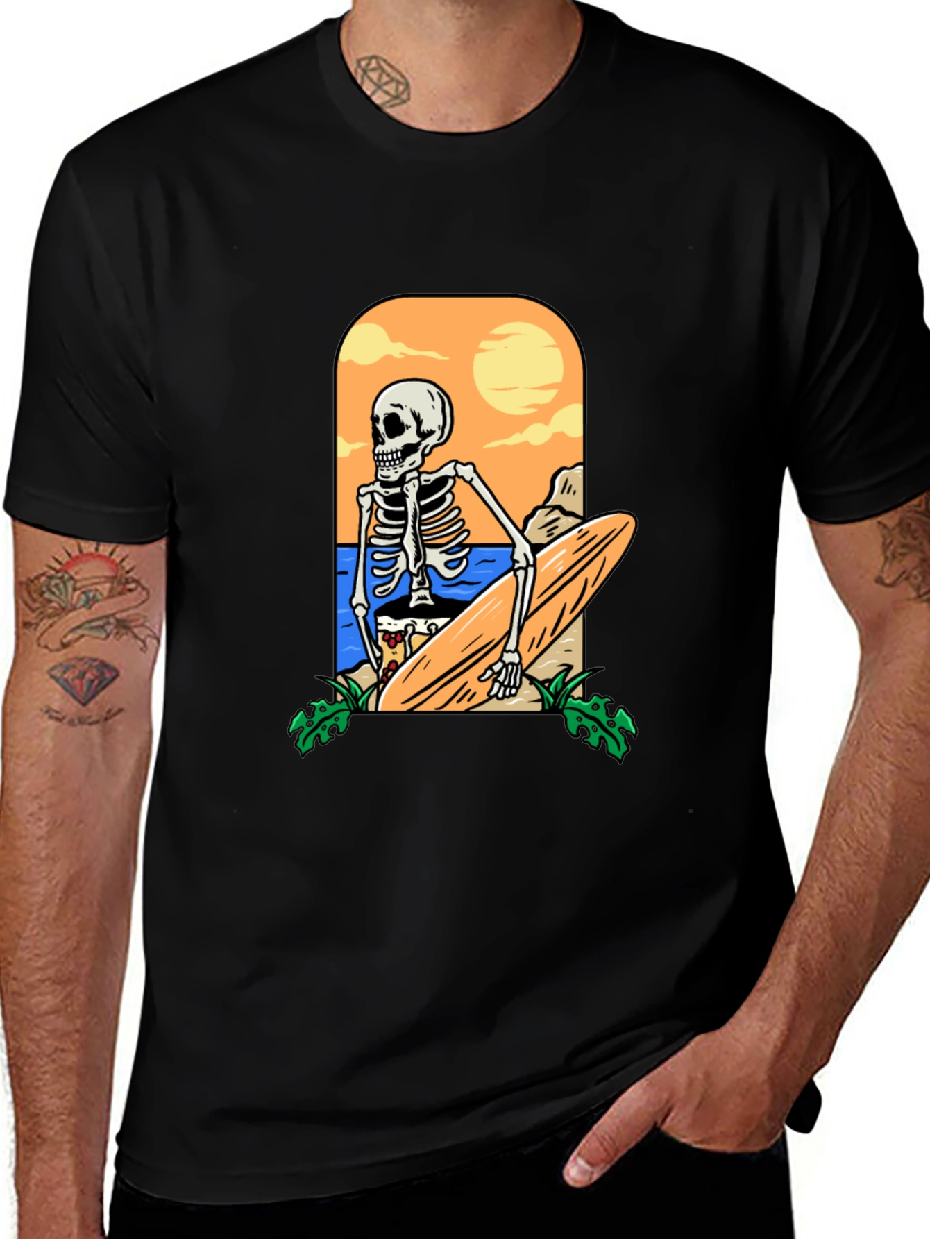 Skeleton Surfer Graphic T-Shirt
