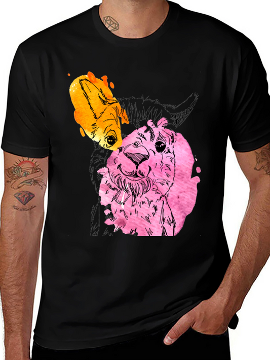Colorful Alpaca Graphic Tee - Unique Animal Design Shirt