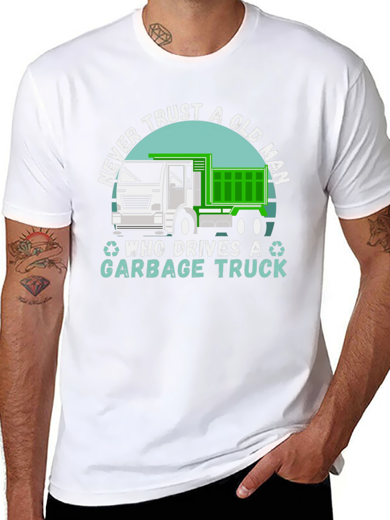 Never Trust Old Man Garbage Truck T-Shirt