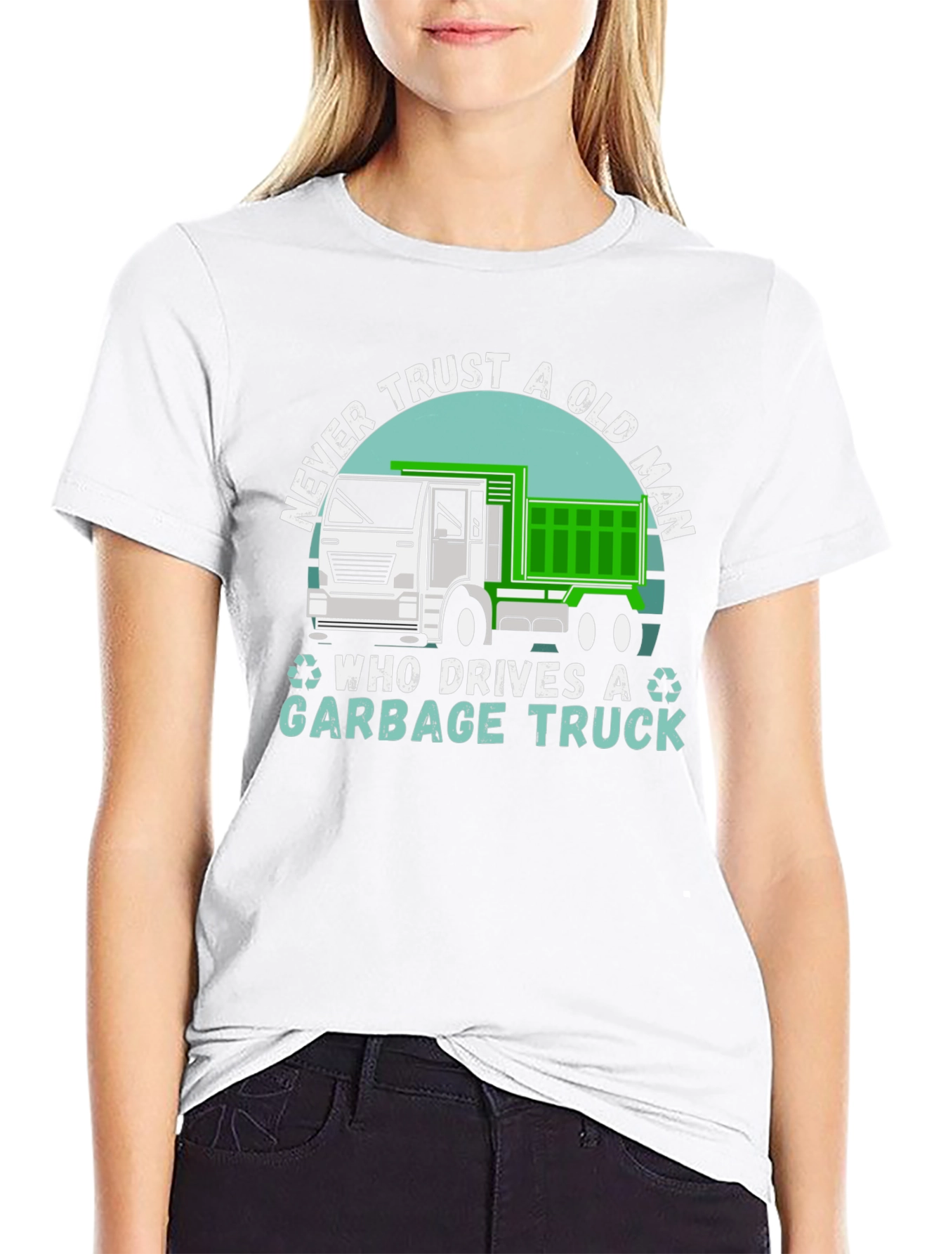 Never Trust Old Man Garbage Truck T-Shirt