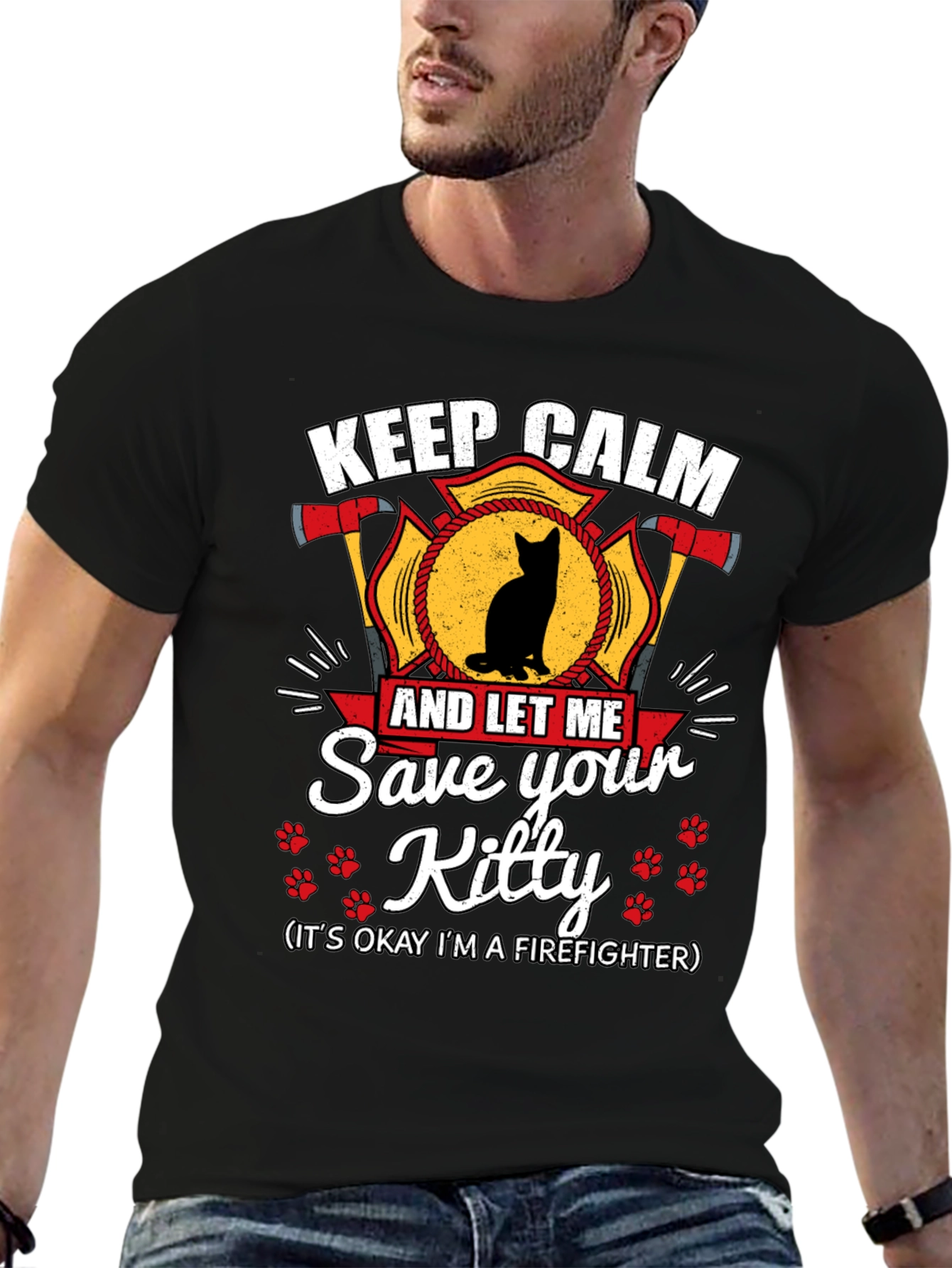 Keep Calm Save Your Kitty Firefighter T-Shirt