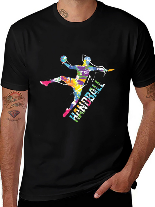 Handball Player Graphic T-Shirt - Black