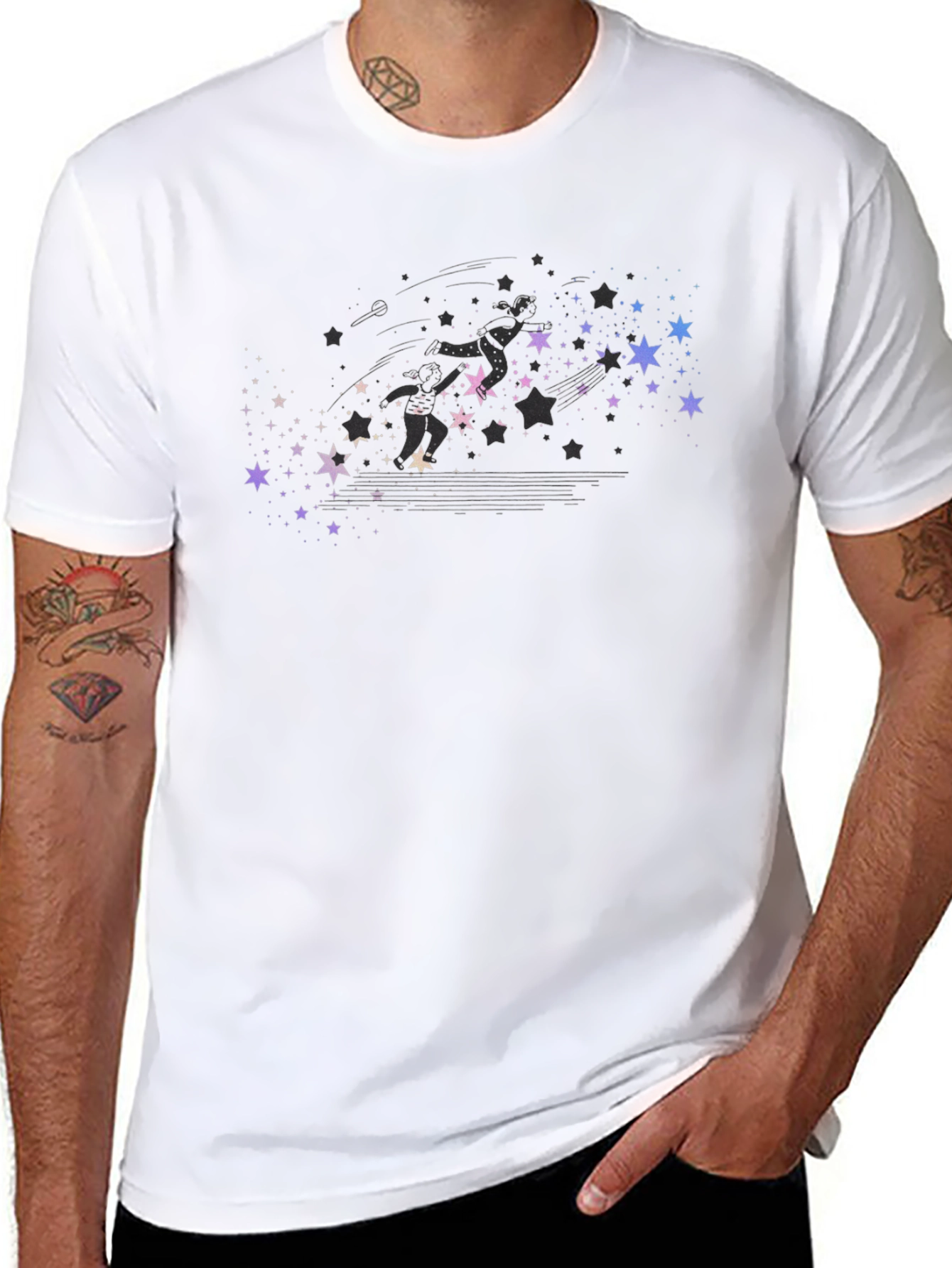 Starry Skaters Black T-Shirt