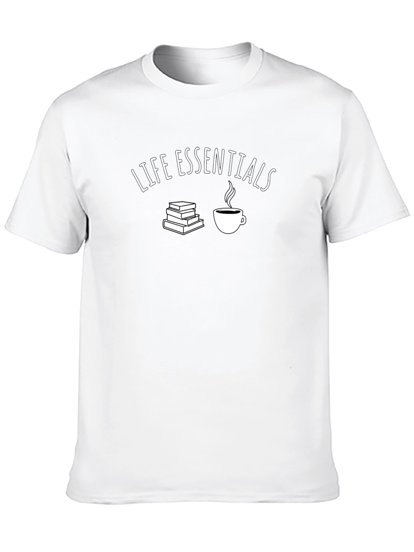 Life Essentials T-Shirt - Books and Coffee