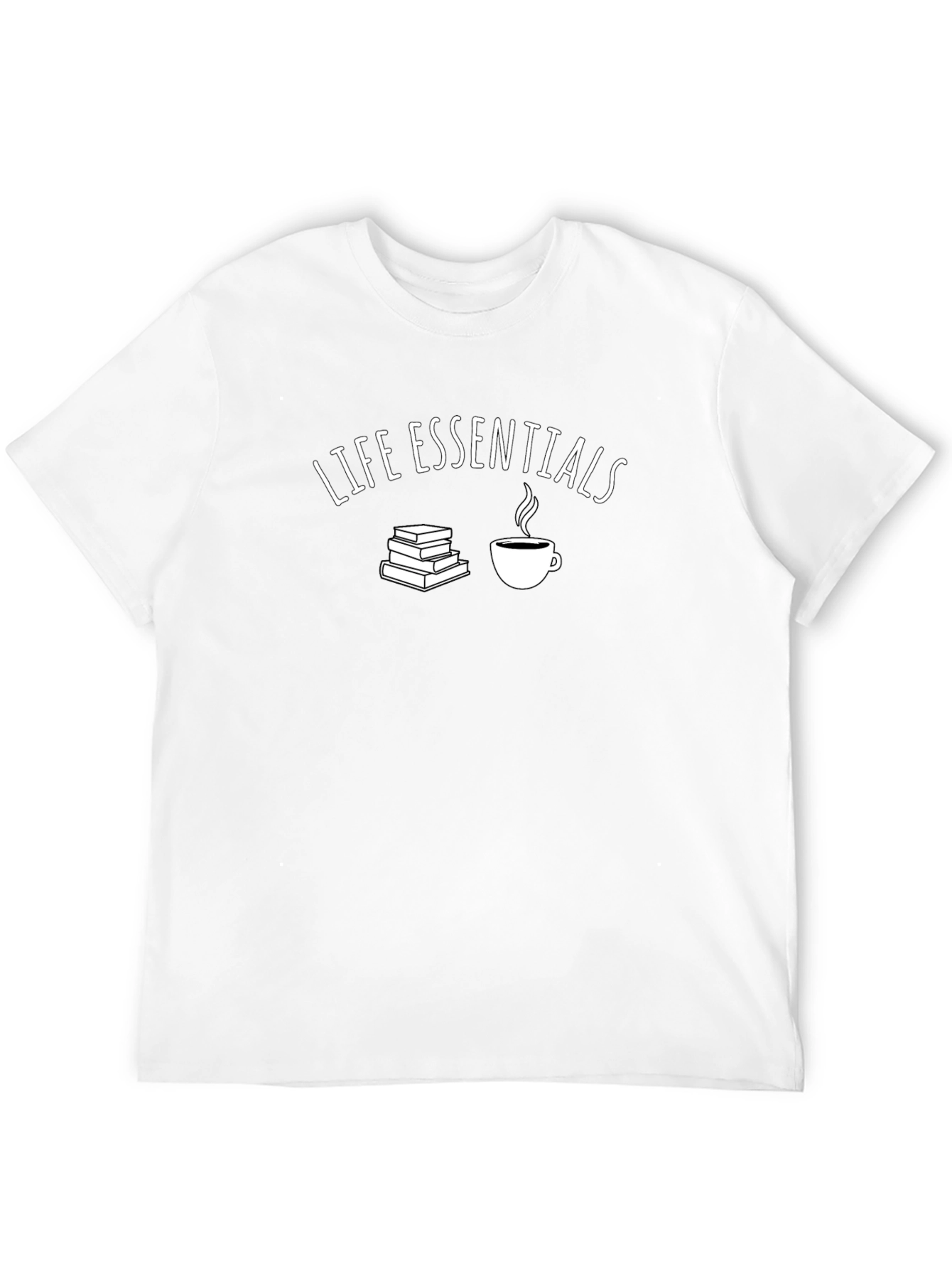 Life Essentials T-Shirt - Books and Coffee