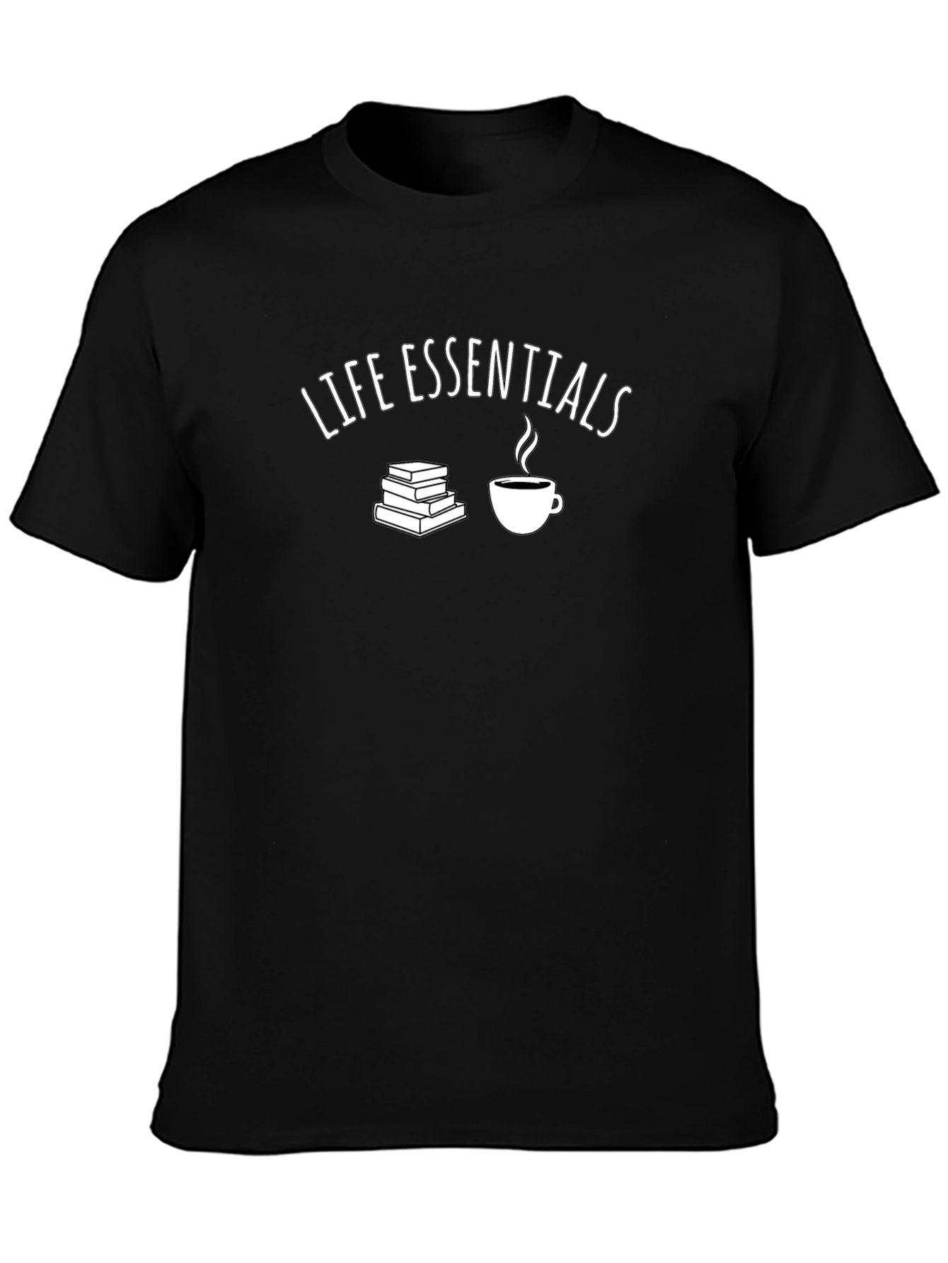 Life Essentials T-Shirt - Books and Coffee