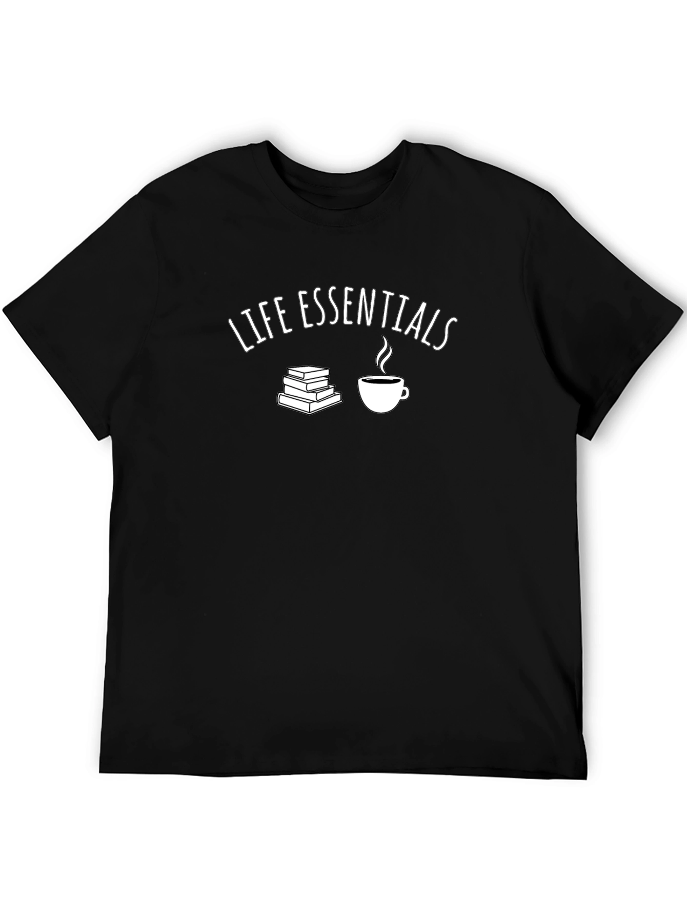 Life Essentials T-Shirt - Books and Coffee