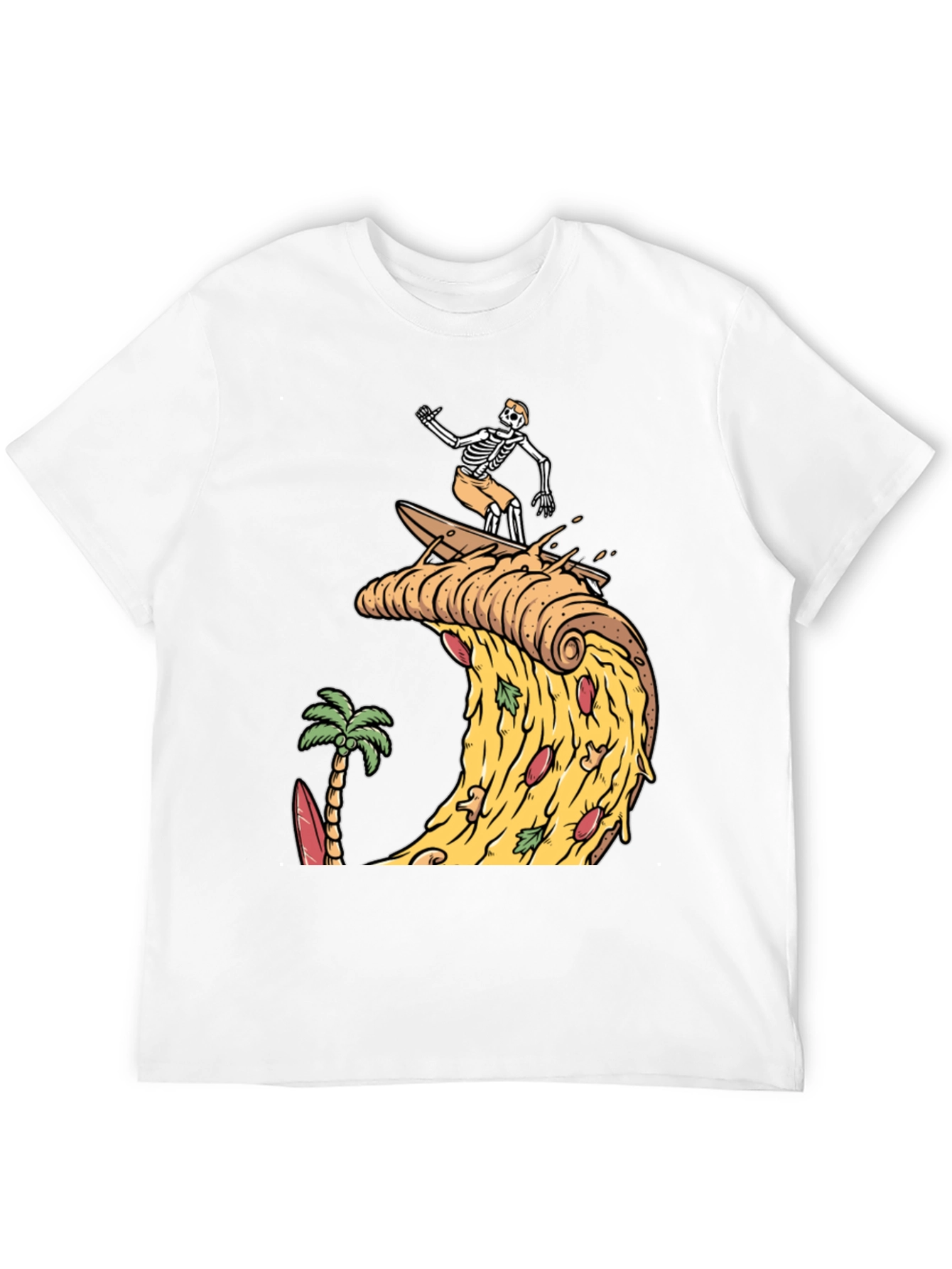 Pizza Wave Skeleton Surfer T-Shirt