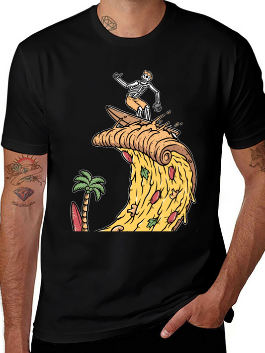 Pizza Wave Skeleton Surfer T-Shirt