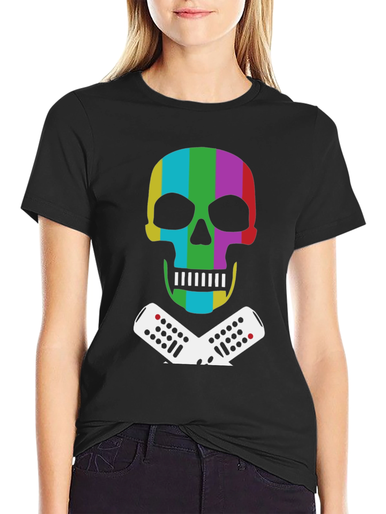 Retro Skull & Remote Black T-Shirt