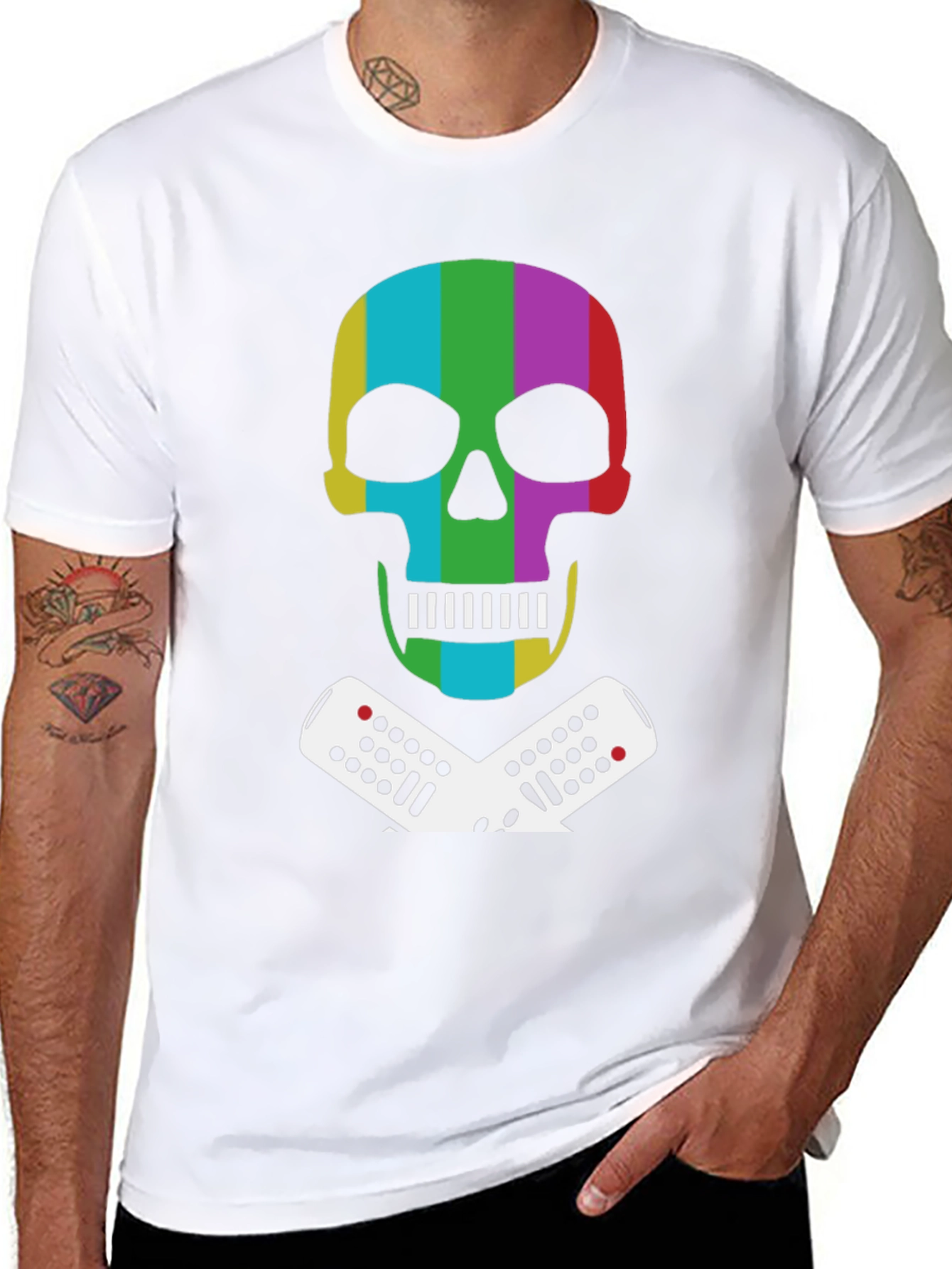 Retro Skull & Remote Black T-Shirt