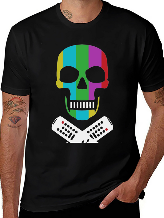 Retro Skull & Remote Black T-Shirt