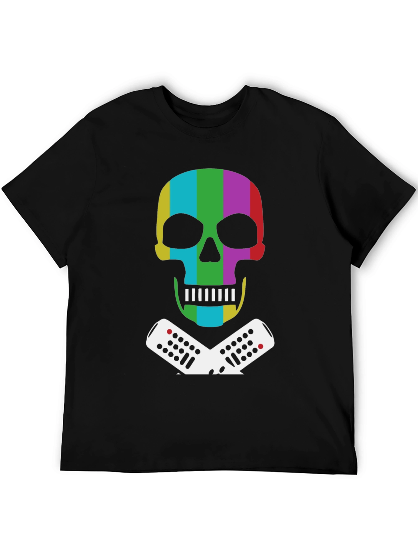 Retro Skull & Remote Black T-Shirt