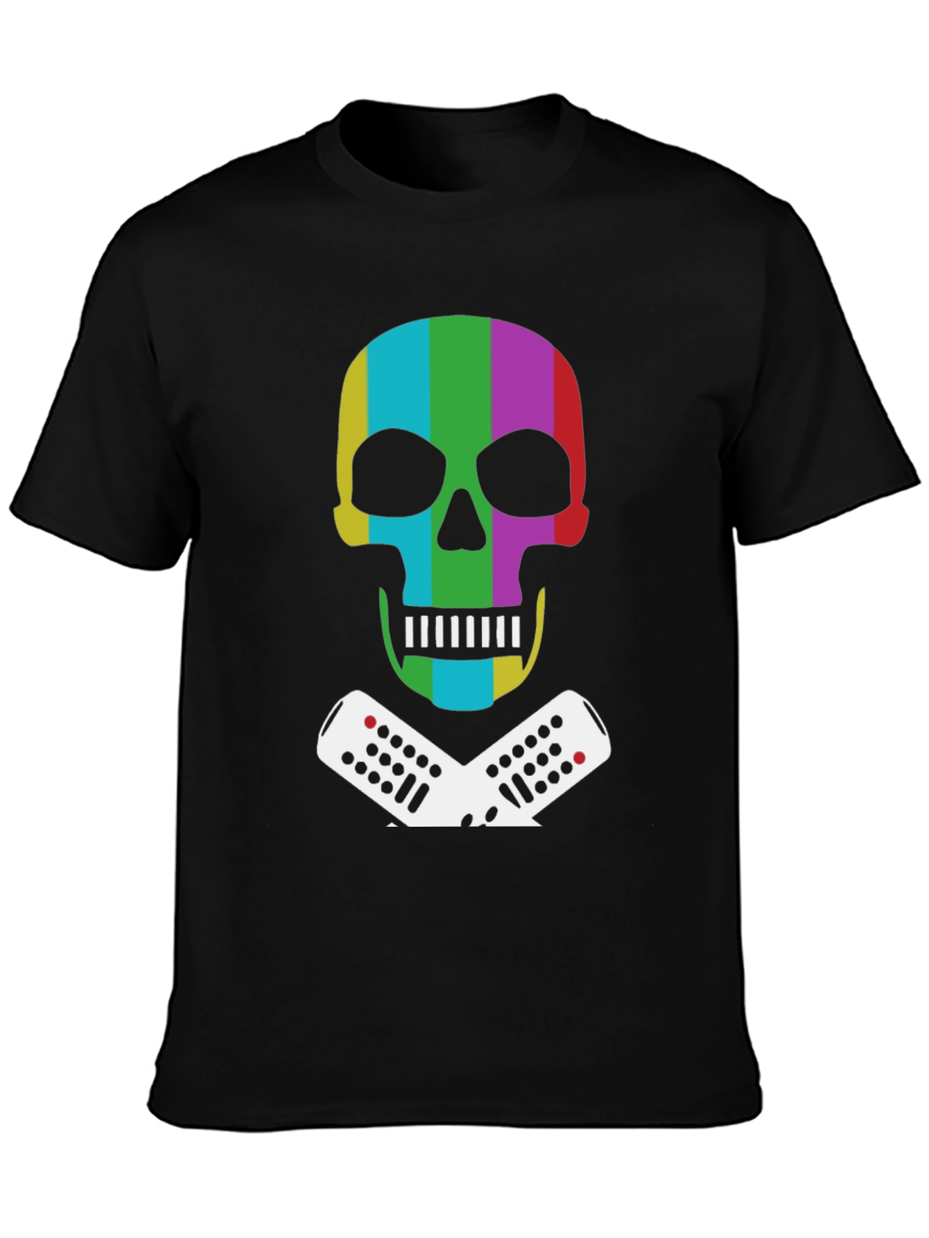 Retro Skull & Remote Black T-Shirt