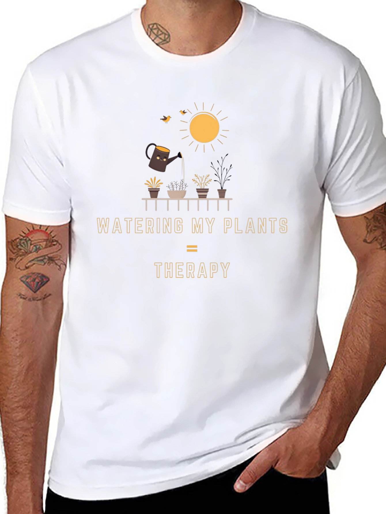 Watering Plants Therapy Graphic Tee - Unisex Gardening Shirt