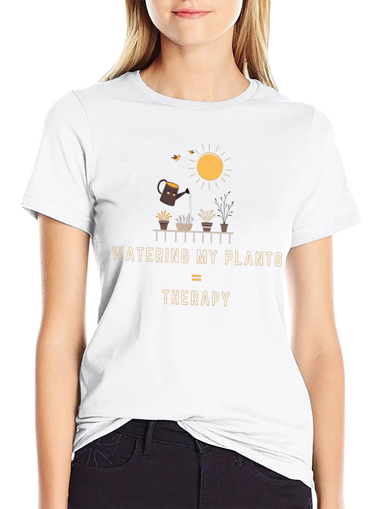 Watering Plants Therapy Graphic Tee - Unisex Gardening Shirt