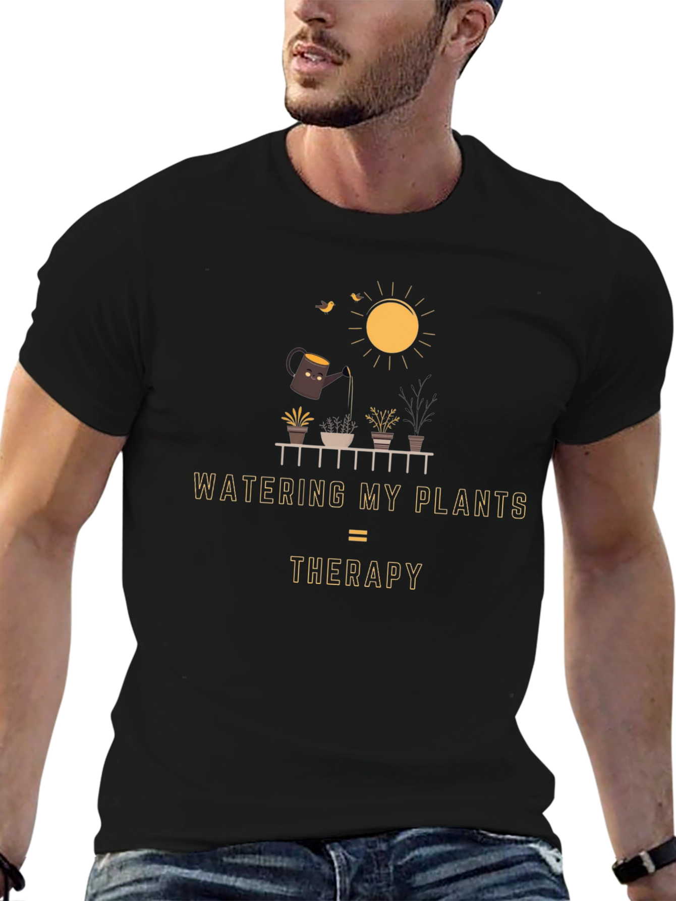 Watering Plants Therapy Graphic Tee - Unisex Gardening Shirt